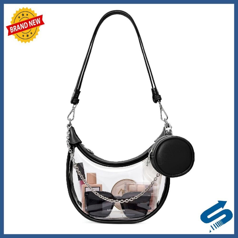 Stadium Approved Clear PVC Crossbody Bag with Adjustable Strap & Coin Purse